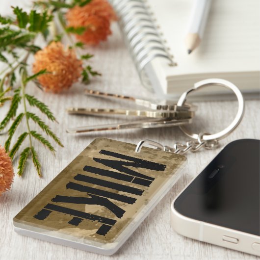 名パーソナライズされた前の付いたキーチェーン |ル動揺してック キーホルダー (正面右)