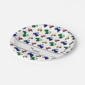 名パーソナライズされた前の白いトラクタ ペーパープレート (アングル)