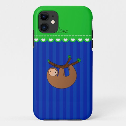 名パーソナライズされた前の青ストライプ色 Case-Mate iPhoneケース (裏面)