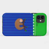 名パーソナライズされた前の青ストライプ色 Case-Mate iPhoneケース (裏面(横))