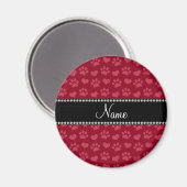 名パーソナライズされた前はブルゴーニュ赤いハートでポープリン マグネット (正面/裏面)