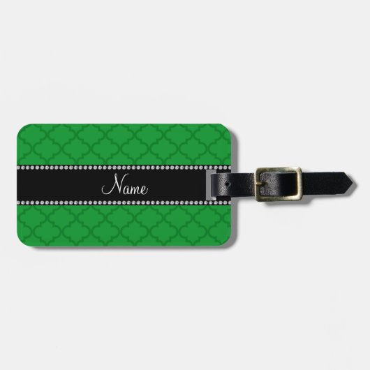名パーソナライズされた前をGreen moroccanにする ラゲッジタグ (正面横)