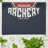 名パーソナライズされた前アーチェリースポーツ反曲弓矢 キッチンタオル (折り畳み)