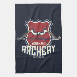 名パーソナライズされた前アーチェリースポーツ反曲弓矢 キッチンタオル