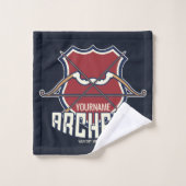 名パーソナライズされた前アーチェリースポーツ反曲弓矢 バスタオルセット (ウォッシュタオル)