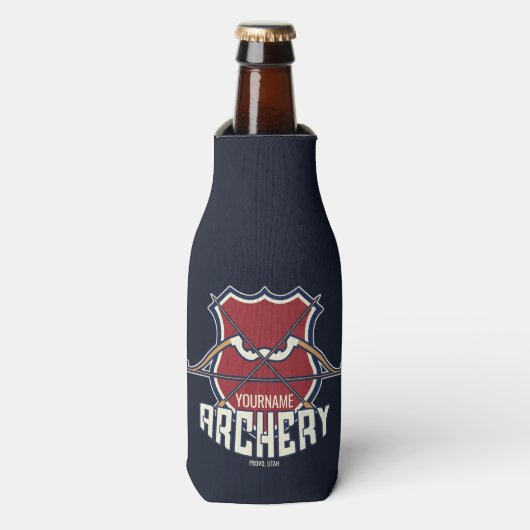 名パーソナライズされた前アーチェリースポーツ反曲弓矢 ボトルクーラー (ボトル正面)
