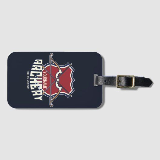 名パーソナライズされた前アーチェリースポーツ反曲弓矢 ラゲッジタグ (正面横)