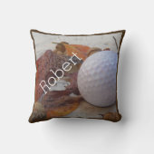 名パーソナライズされた前イエローゴルフボール クッション (裏面)