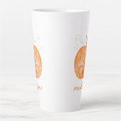 名パーソナライズされた前ウォーターカラーパンプキンオータム秋 カフェラテマグ (正面)