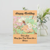 名パーソナライズされた前ウォーターカラーピーチ誕生日カード (スタンド正面)