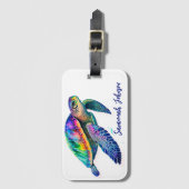 名パーソナライズされた前ウミガメビーチライフ海 ラゲッジタグ (正面縦)