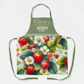 名パーソナライズされた前エプロンぼほフローラいちご エプロン (正面)
