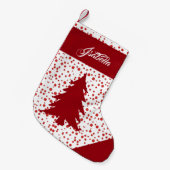 名パーソナライズされた前エレガントクリスマスの木 スモールクリスマスストッキング (正面 (吊り時))