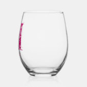 名パーソナライズされた前エレガントピンクフローラモノグラム「M」 ステムなしワイングラス (左)