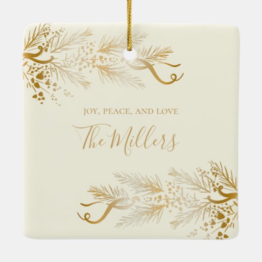 名パーソナライズされた前エレガントユニーククリスマス セラミックオーナメント (裏面)