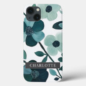 名パーソナライズされた前エレガント青アクアフローラつる植物 Case-Mate iPhoneケース (裏面)