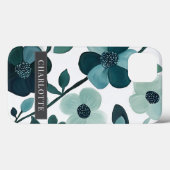 名パーソナライズされた前エレガント青アクアフローラつる植物 Case-Mate iPhoneケース (裏面 (横))