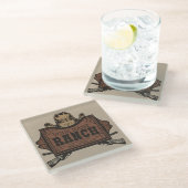 名パーソナライズされた前カウボーイガンズウェスタンランチサイン  ガラスコースター (アングル)