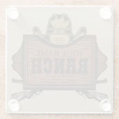 名パーソナライズされた前カウボーイガンズウェスタンランチサイン  ガラスコースター (裏面)