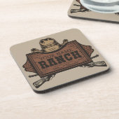 名パーソナライズされた前カウボーイガンズウェスタンランチサイン コースター (左側)