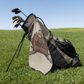 名パーソナライズされた前カウボーイガンズウェスタンランチサイン ゴルフタオル (グリーン)