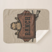 名パーソナライズされた前カウボーイガンズウェスタンランチサイン シェルパブランケット (正面(横))