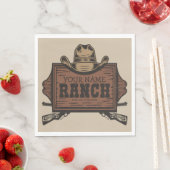 名パーソナライズされた前カウボーイガンズウェスタンランチサイン スタンダードランチョンナプキン (インサイチュ)