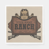 名パーソナライズされた前カウボーイガンズウェスタンランチサイン スタンダードランチョンナプキン (正面)
