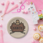 名パーソナライズされた前カウボーイガンズウェスタンランチサイン ペーパープレート (パーティー)