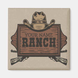 名パーソナライズされた前カウボーイガンズウェスタンランチサイン マグネット