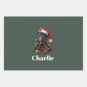 名パーソナライズされた前カスタムロットワイラードッグクリスマス ラッピングペーパーシート (正面)