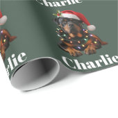 名パーソナライズされた前カスタムロットワイラードッグクリスマス ラッピングペーパー (ロールコーナー)