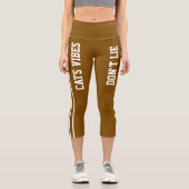 名パーソナライズされた前カスタム白ブラウン猫ママおもしろい カプリレギンス (正面)