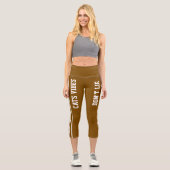 名パーソナライズされた前カスタム白ブラウン猫ママおもしろい カプリレギンス (正面)