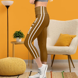 名パーソナライズされた前カスタム白ブラウン猫ママおもしろい カプリレギンス