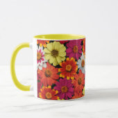 名パーソナライズされた前カラフルSummer Zinnias Mug マグカップ (左)
