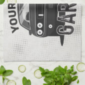 名パーソナライズされた前クラシック名マッスルカーガレージレトロ キッチンタオル (折り畳み)