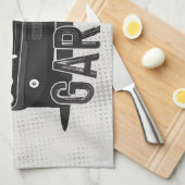 名パーソナライズされた前クラシック名マッスルカーガレージレトロ キッチンタオル (四つ折り)