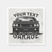 名パーソナライズされた前クラシック名マッスルカーガレージレトロ スタンダードカクテルナプキン (正面)