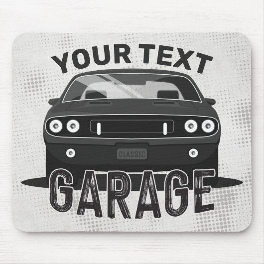名パーソナライズされた前クラシック名マッスルカーガレージレトロ マウスパッド (正面)