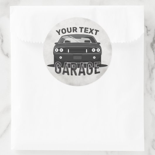名パーソナライズされた前クラシック名マッスルカーガレージレトロ ラウンドシール (バッグ)