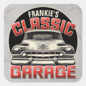 名パーソナライズされた前クラシック車ガレージカスタムショップ スクエアシール (正面)