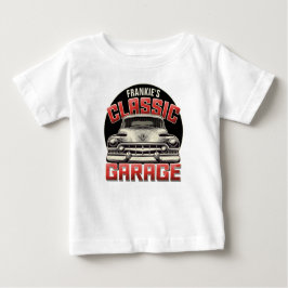 名パーソナライズされた前クラシック車ガレージカスタムショップ ベビーTシャツ