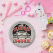 名パーソナライズされた前クラシック車ガレージカスタムショップ ペーパープレート (パーティー)