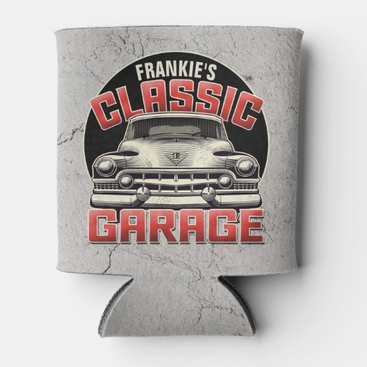 名パーソナライズされた前クラシック車ガレージカスタムショップ 缶クーラー (正面)