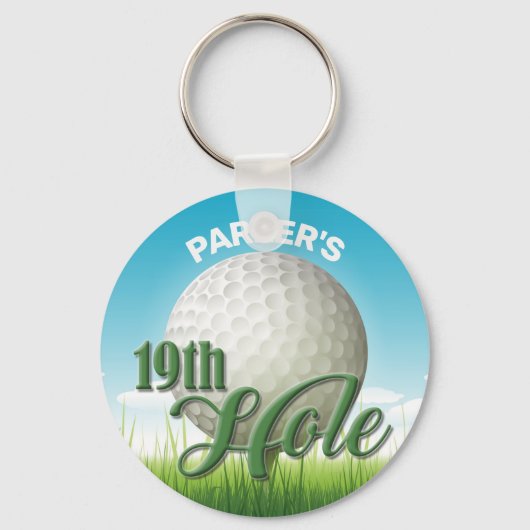 名パーソナライズされた前ゴルファーGolf Pro Ball 19th Hole キーホルダー (正面)