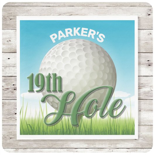 名パーソナライズされた前ゴルファーGolf Pro Ball 19th Hole スタンダードカクテルナプキン