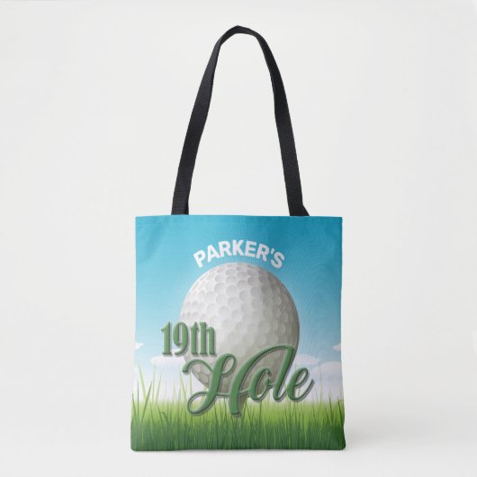 名パーソナライズされた前ゴルファーGolf Pro Ball 19th Hole トートバッグ (正面)
