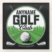 名パーソナライズされた前ゴルフクラブプレーヤー ガラスコースター (正面)