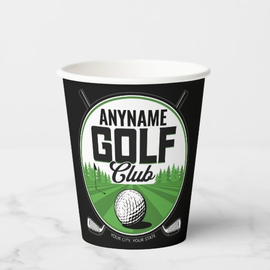 名パーソナライズされた前ゴルフクラブプレーヤー 紙コップ (正面)